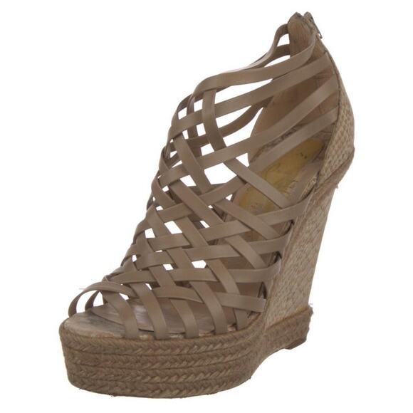 CHRISTIAN LOUBOUTIN TRAMONTAGNE RED BOTTOM ESPADRILLE WEDGE SNAKESKIN SIZE 39 - Picture 3 of 6